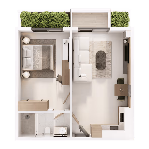 Floor Plans – ZenWood Residences One-Bedroom Apartments